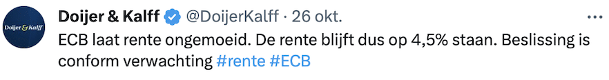 Tweet rentebeslissing ECB