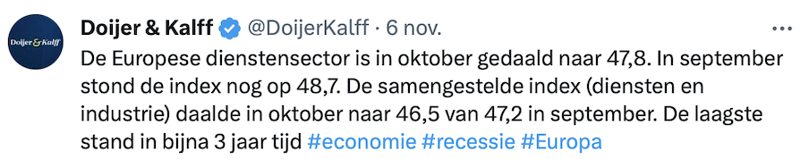 Tweet krimp economie in eurozone