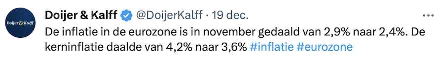Tweet inflatie eurozone november 2023