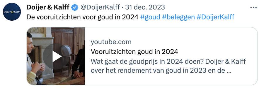 Tweet vooruitzichten goud in 2024