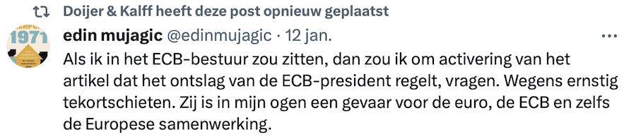 Tweet Edin Mujagic ECB