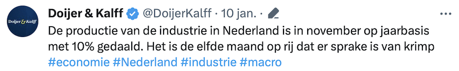 Tweet krimp industrie Nederland