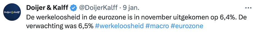 Tweet werkeloosheid eurozone