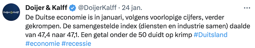 Tweet krimp economie Duitsland