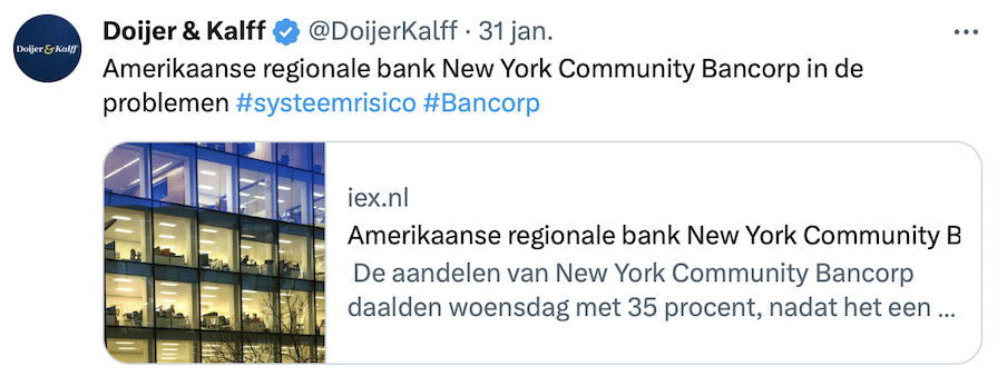 Tweet problemen Bancorp