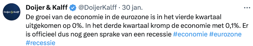 Tweet economische groei eurozone vierde kwartaal 2023