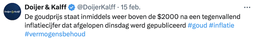 Goudprijs in beweging na inflatiecijfer VS