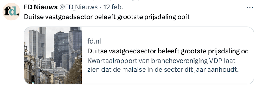 Grootste daling vastgoedsector Duitsland