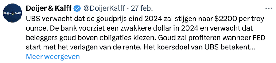 Koersdoel goud in 2024