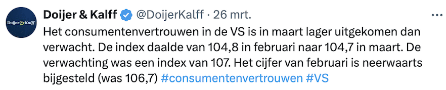 Daling consumentenvertrouwen in de VS